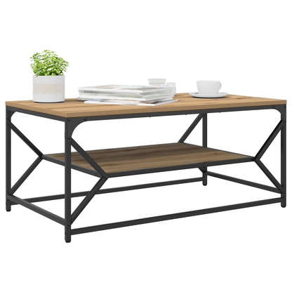 Sofabord Med Hylde I Artisan Eg 90X50X40 Cm Lavet Af Træ