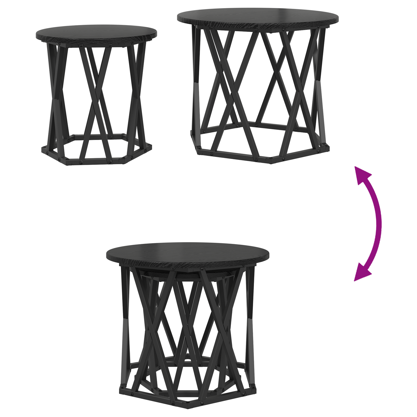 Nesting Side Tables 2 Stk Sort Eg Trækomposit