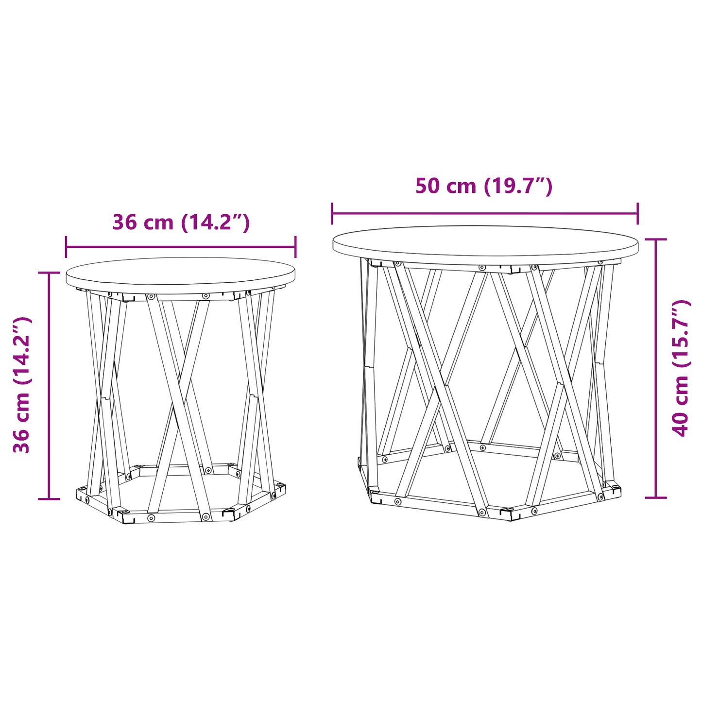 Nesting Side Tables 2 Stk Sort Eg Trækomposit