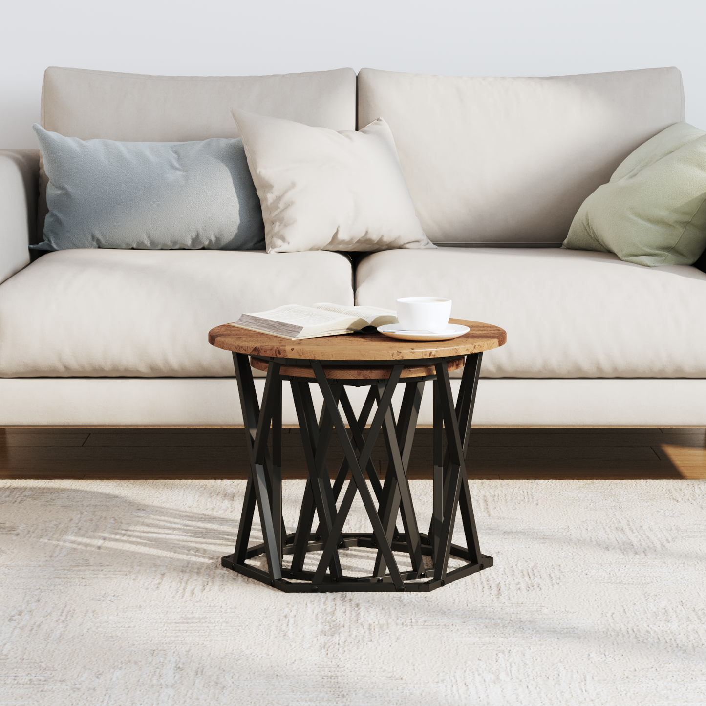 Nesting Side Tables 2 Stk Gammelt Træ Ingeniørtræ