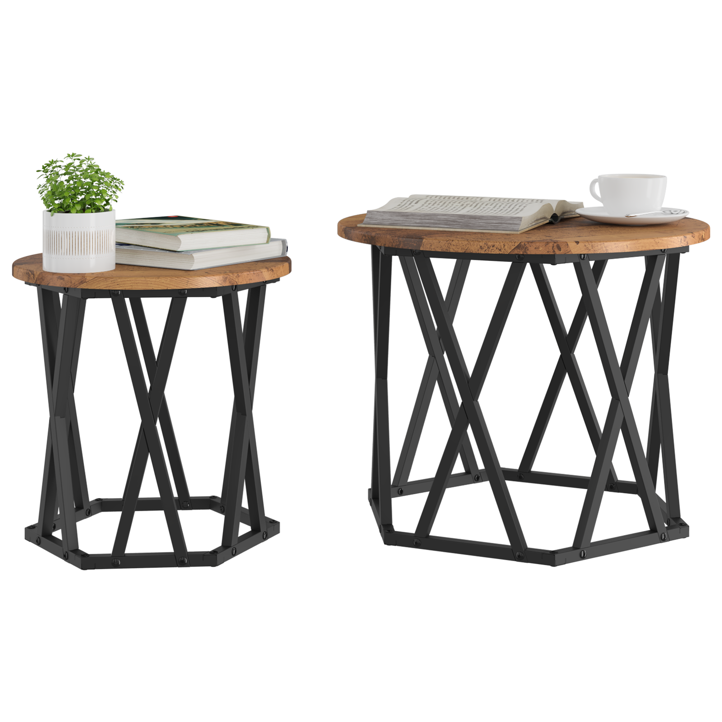 Nesting Side Tables 2 Stk Gammelt Træ Ingeniørtræ