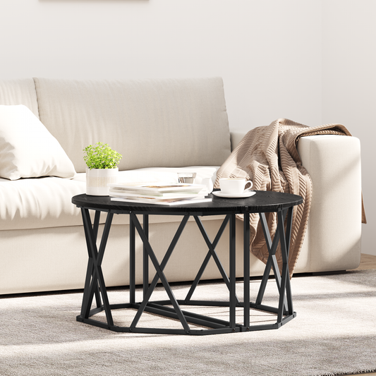 Kaffebord I Sort Eg - 80X80X42 Cm I Konstrueret Træ