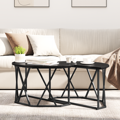 Kaffebord I Sort Eg - 80X80X42 Cm I Konstrueret Træ