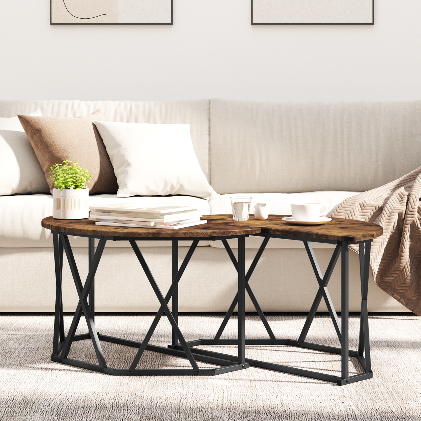Sofabord I Røget Eg 80X80X42 Cm Ingeniørtræ