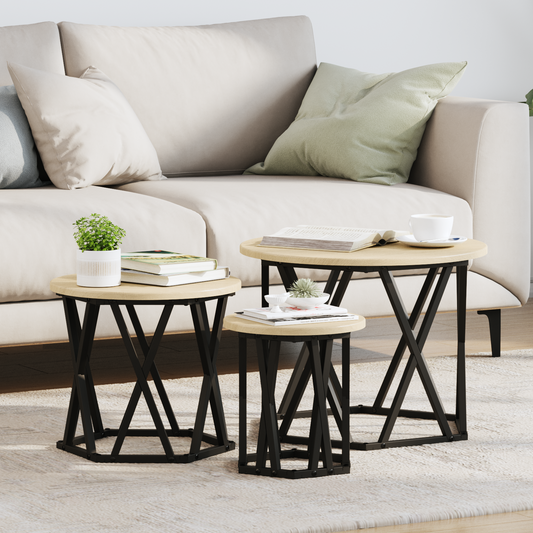 Nesting Side Tables 3 Pcs Sonoma Eg Konstrueret Træ