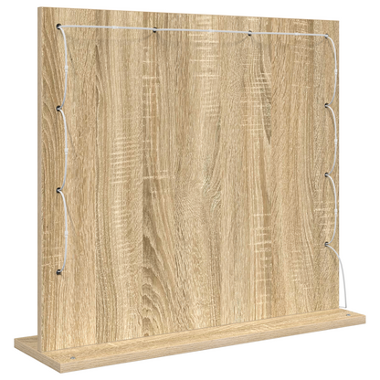 Vaskeskab Spejl Med Led -strimmellys Sonoma Eg 60 X 55 X 18 Cm - Billede 5