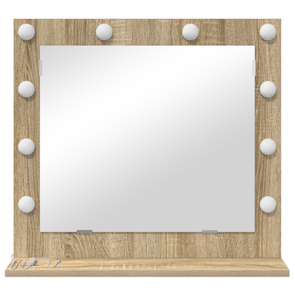 Vaskeskab Spejl Med Led -strimmellys Sonoma Eg 60 X 55 X 18 Cm - Billede 3