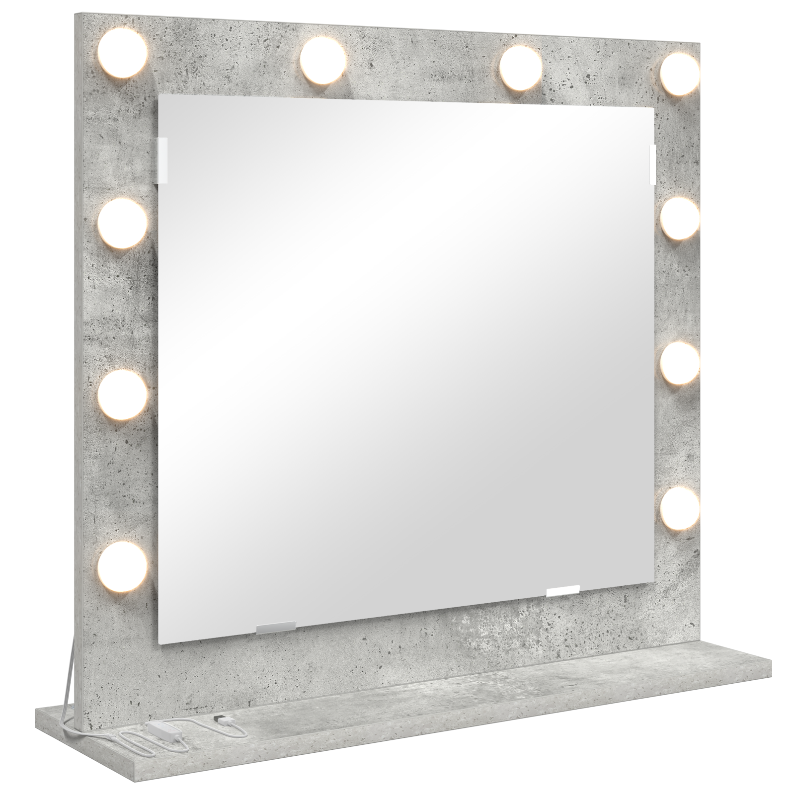Vaskeskab Spejl Med Led -strimmellys Beton Grå 60 X 55 X 18 Cm - Billede 2
