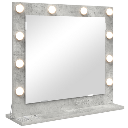 Vaskeskab Spejl Med Led -strimmellys Beton Grå 60 X 55 X 18 Cm - Billede 2