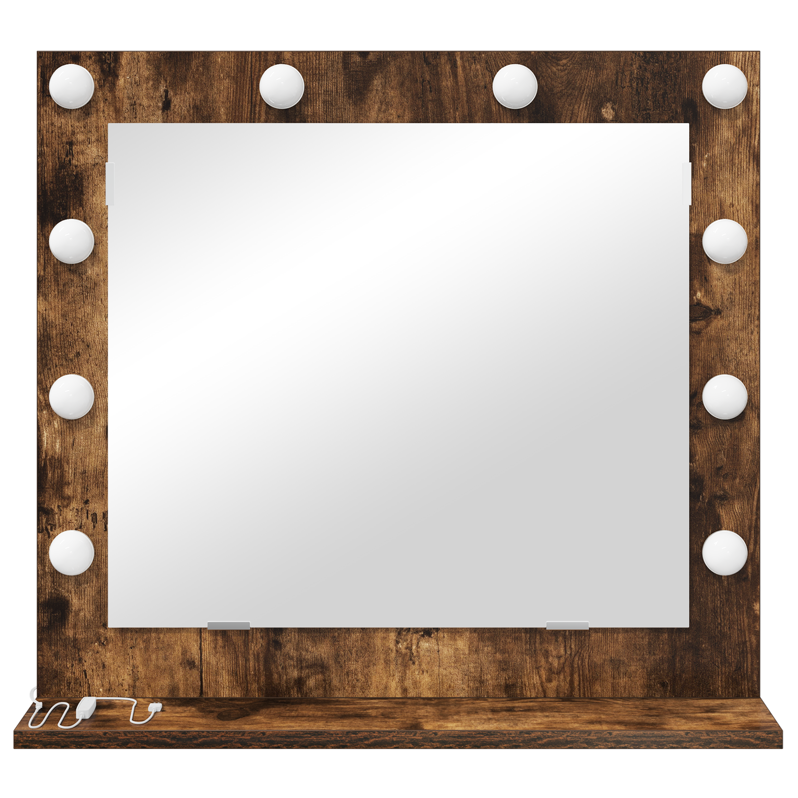 Vaskeskab Spejl Med Led -strimmellys Røget Eg 60 X 55 X 18 Cm - Billede 3