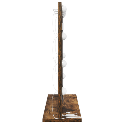 Vaskeskab Spejl Med Led -strimmellys Røget Eg 60 X 55 X 18 Cm - Billede 4