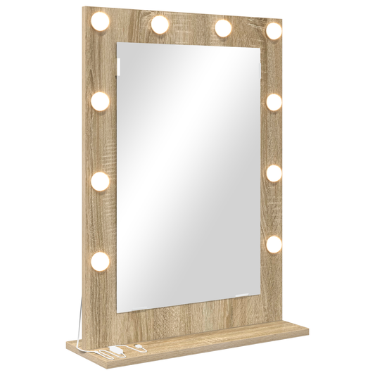 Vaskeskab Spejl Med Led -strimmellys Sonoma Eg 70 X 50 X 18 Cm - Hovedbillede