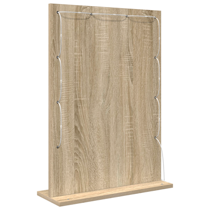 Vaskeskab Spejl Med Led -strimmellys Sonoma Eg 70 X 50 X 18 Cm - Billede 4