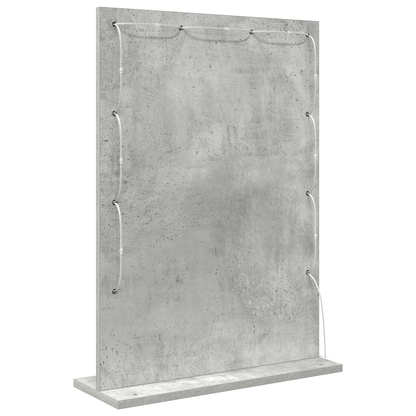 Vaskeskab Spejl Med Led -strimmellys Beton Grå 70 X 50 X 18 Cm - Billede 5