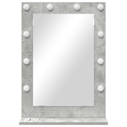 Vaskeskab Spejl Med Led -strimmellys Beton Grå 70 X 50 X 18 Cm - Billede 3