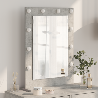 Vaskeskab Spejl Med Led -strimmellys Beton Grå 70 X 50 X 18 Cm - Hovedbillede