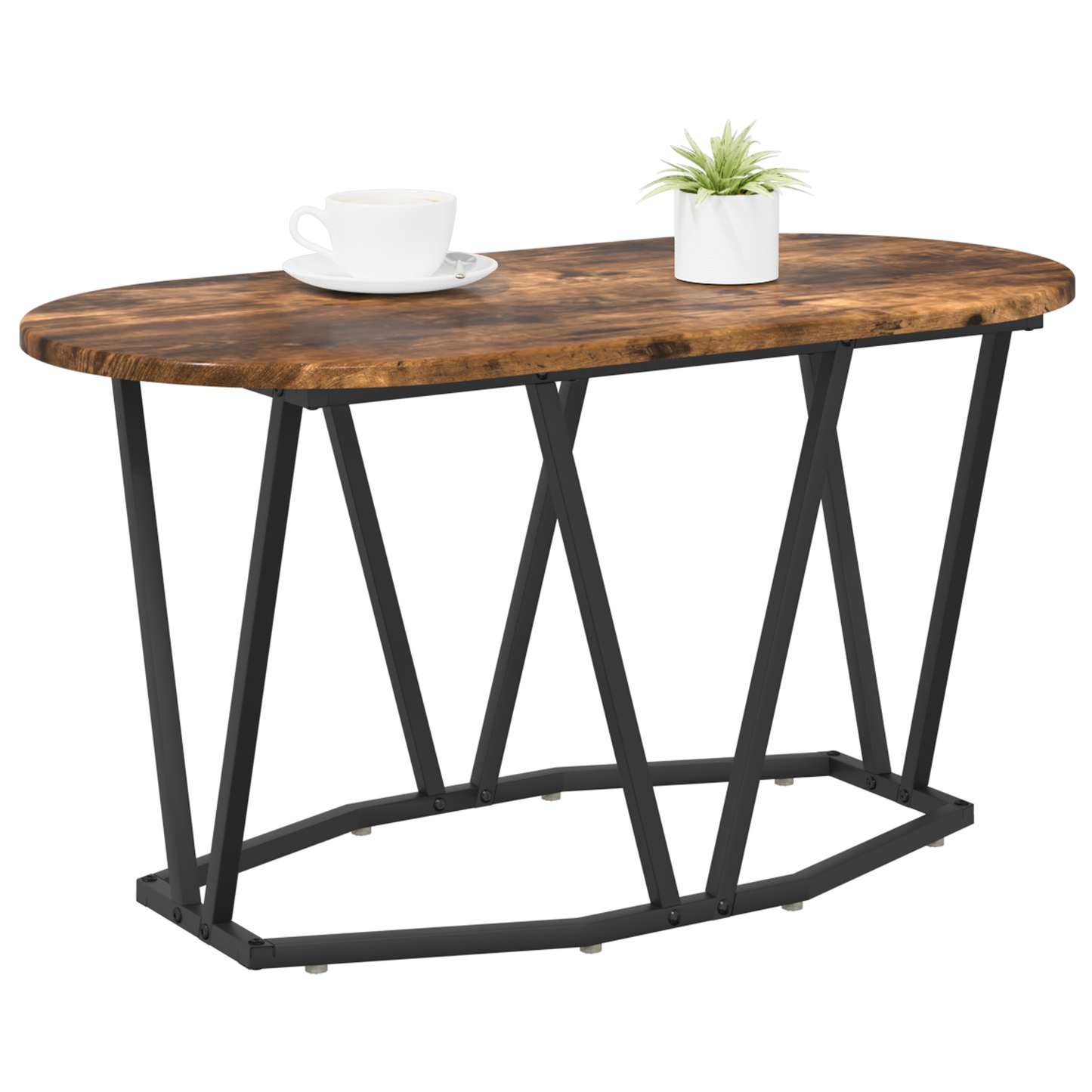 Sofabord Røget Eg 80X40X40,5 Cm Ingeniørtræ Og Metal