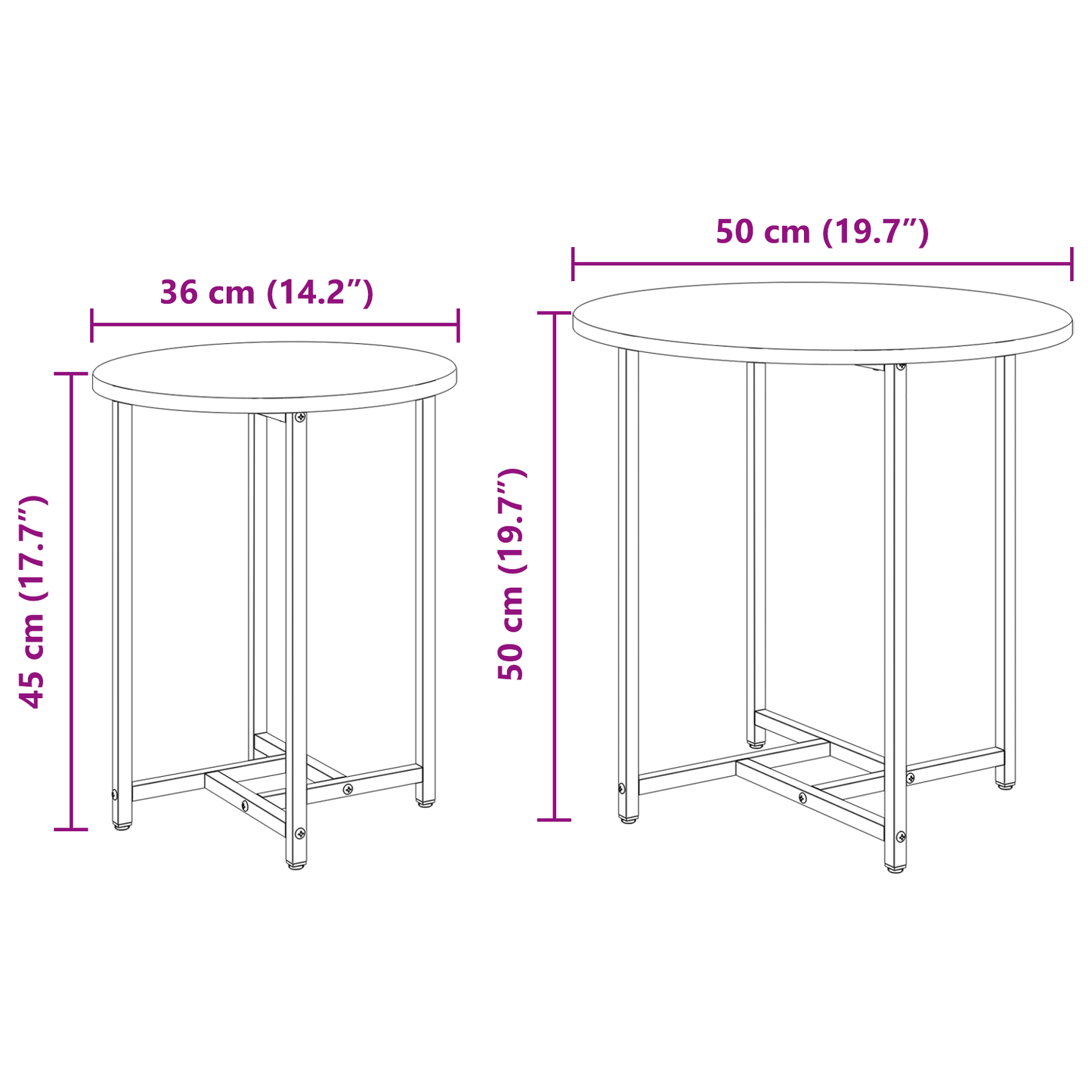 Sidebord 2 Stk Sort Eg Komposittræ Og Metal