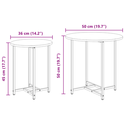 Sidebord 2 Stk Sort Eg Komposittræ Og Metal