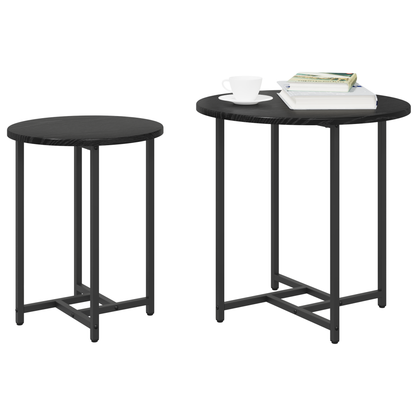 Sidebord 2 Stk Sort Eg Komposittræ Og Metal