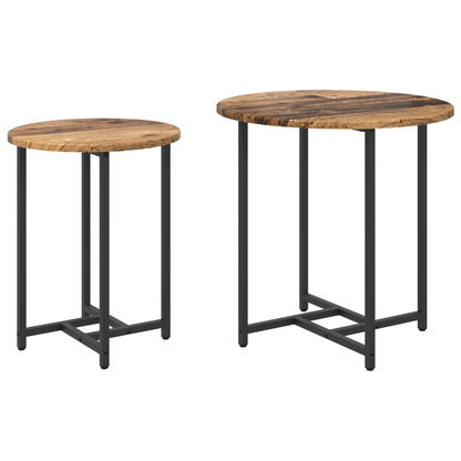 Sidebord 2 Stk Gammel Træ, Ingeniørtræ Og Metal