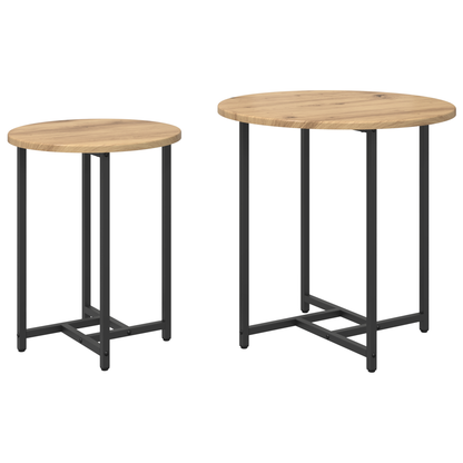 Sidebord 2 Stk Artisan Egetræ, Ingeniørtræ Og Metal