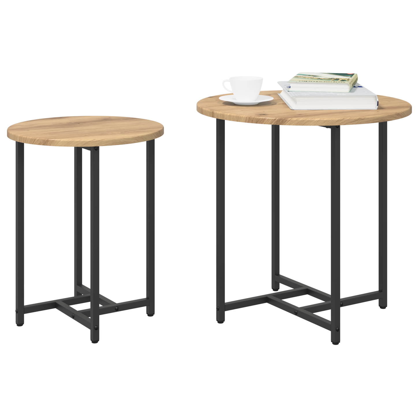 Sidebord 2 Stk Artisan Egetræ, Ingeniørtræ Og Metal