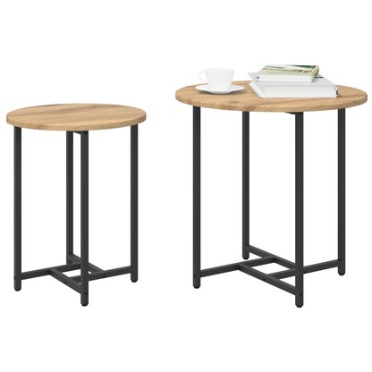 Sidebord 2 Stk Artisan Egetræ, Ingeniørtræ Og Metal