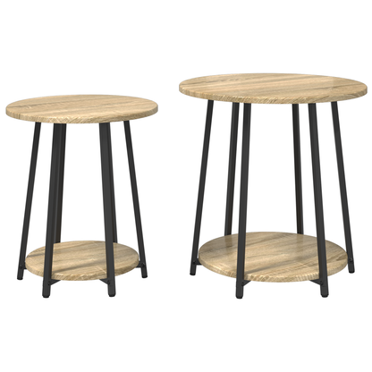 Sofabord 2 Stk Sonoma Eg Laminat Og Metal