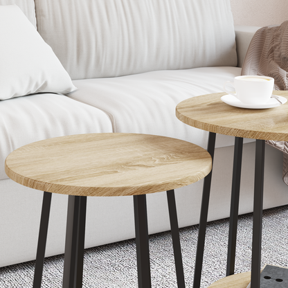 Sofabord 2 Stk Sonoma Eg Laminat Og Metal