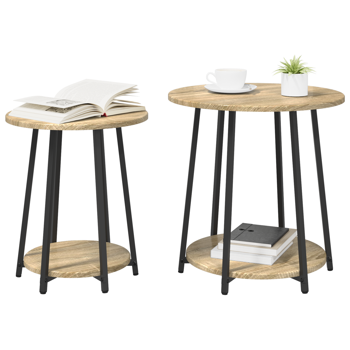 Sofabord 2 Stk Sonoma Eg Laminat Og Metal