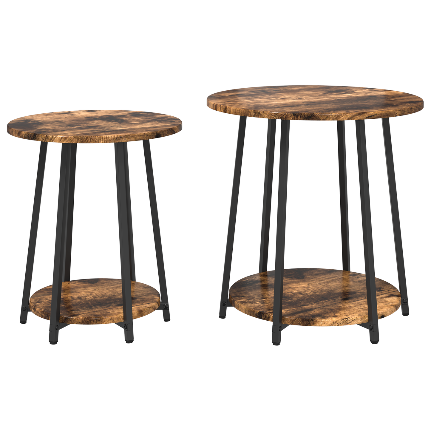 Sidebord 2 Stk Røget Eg, Konstrueret Træ Og Metal