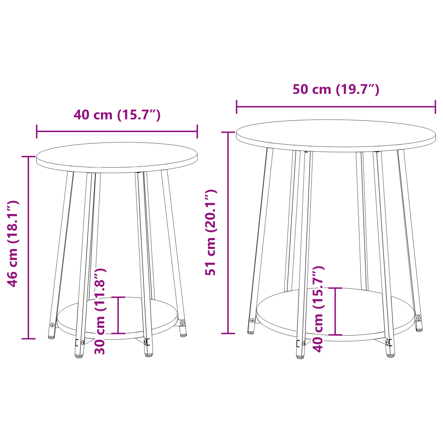 Sidebord 2 Stk Røget Eg, Konstrueret Træ Og Metal