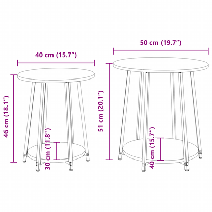 Sidebord 2 Stk Røget Eg, Konstrueret Træ Og Metal