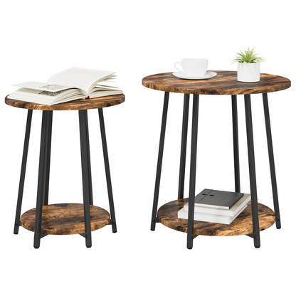 Sidebord 2 Stk Røget Eg, Konstrueret Træ Og Metal