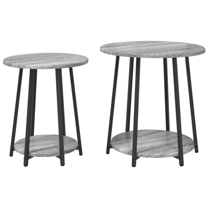 Sidebord 2 Stk Grå Sonoma Ingeniørtræ Og Metal