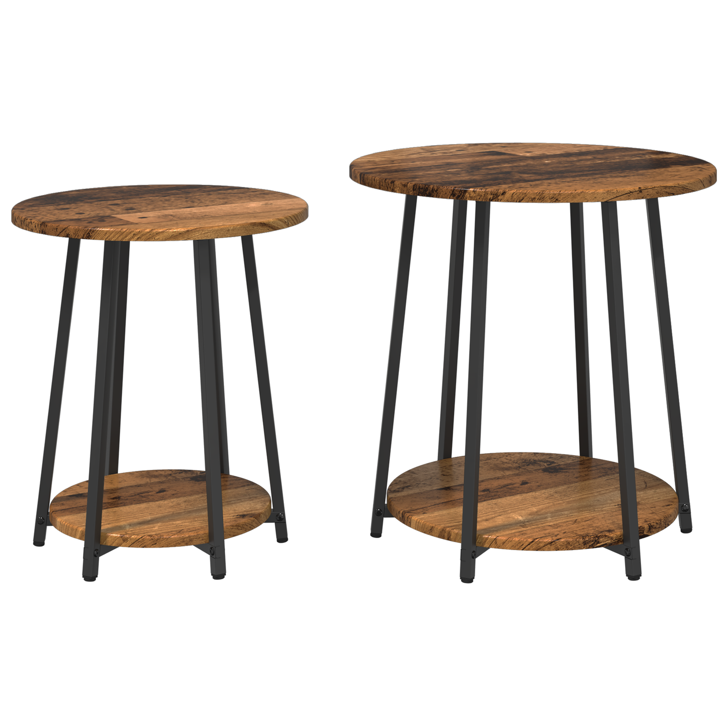 Sidebord 2 Stk Old Wood, Lavet Af Træ Og Metal
