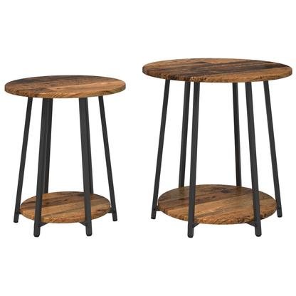 Sidebord 2 Stk Old Wood, Lavet Af Træ Og Metal