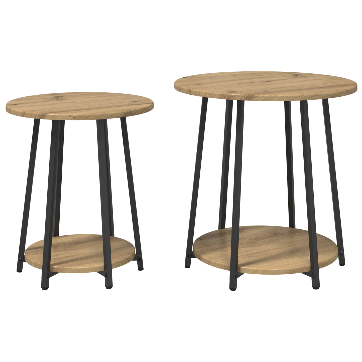 Sæt Af 2 Sideborde I Artisan Eg Med Konstrueret Træ Og Metal