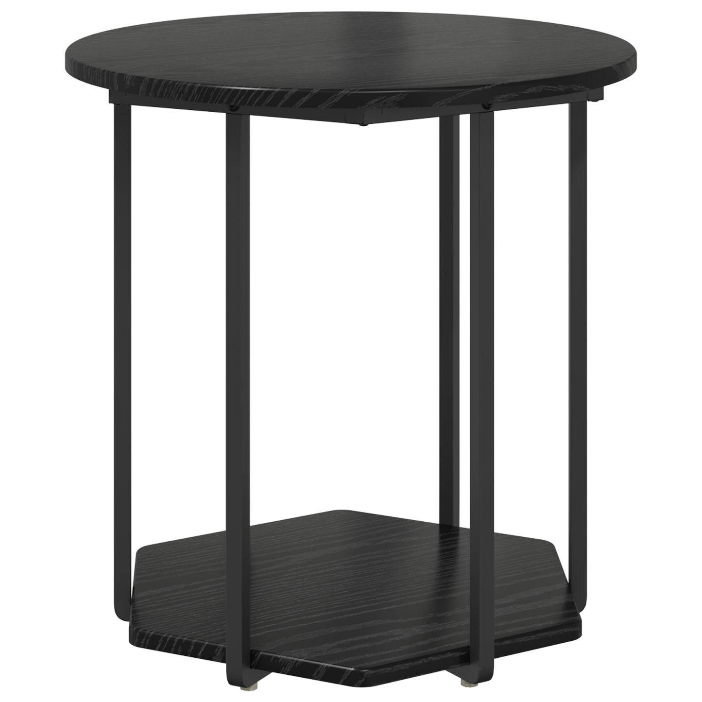 Sidebord 2 Stk Sort Eg Ingeniørtræ Og Metal