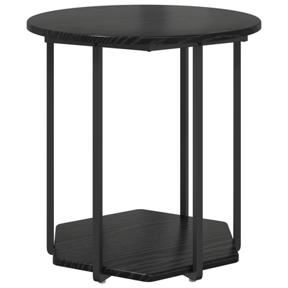 Sidebord 2 Stk Sort Eg Ingeniørtræ Og Metal