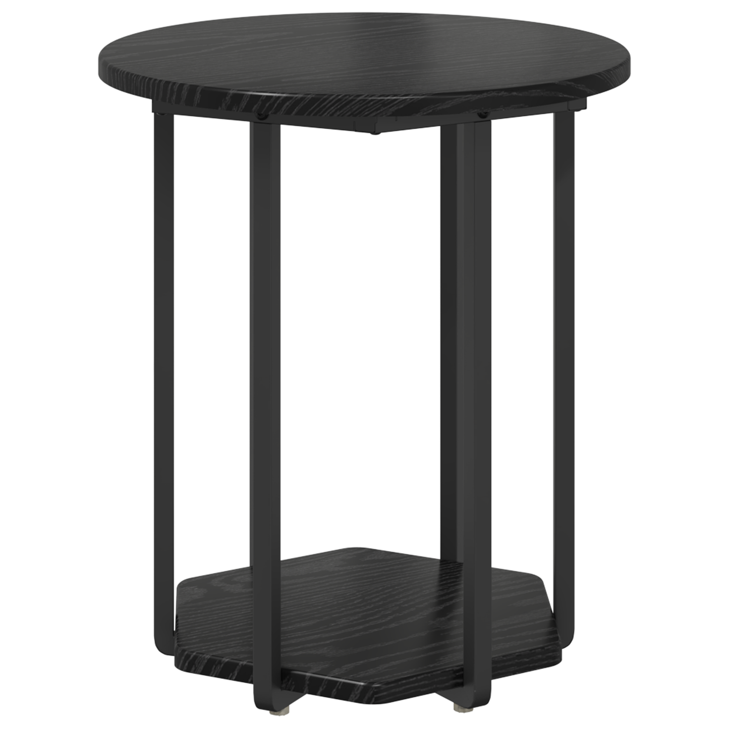 Sidebord 2 Stk Sort Eg Ingeniørtræ Og Metal