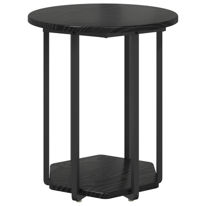 Sidebord 2 Stk Sort Eg Ingeniørtræ Og Metal