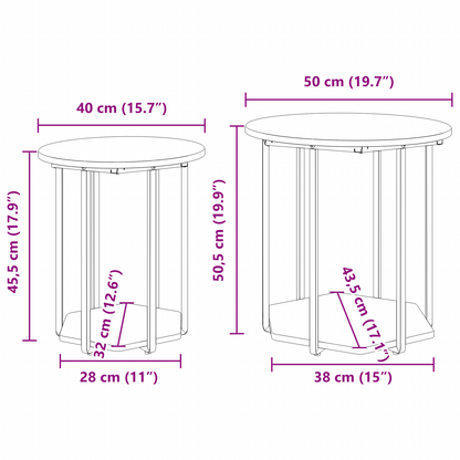 Sidebord 2 Stk Sort Eg Ingeniørtræ Og Metal