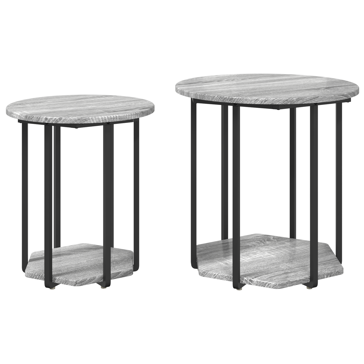 Sidebord 2 Stk Grå Sonoma Træ Og Metal