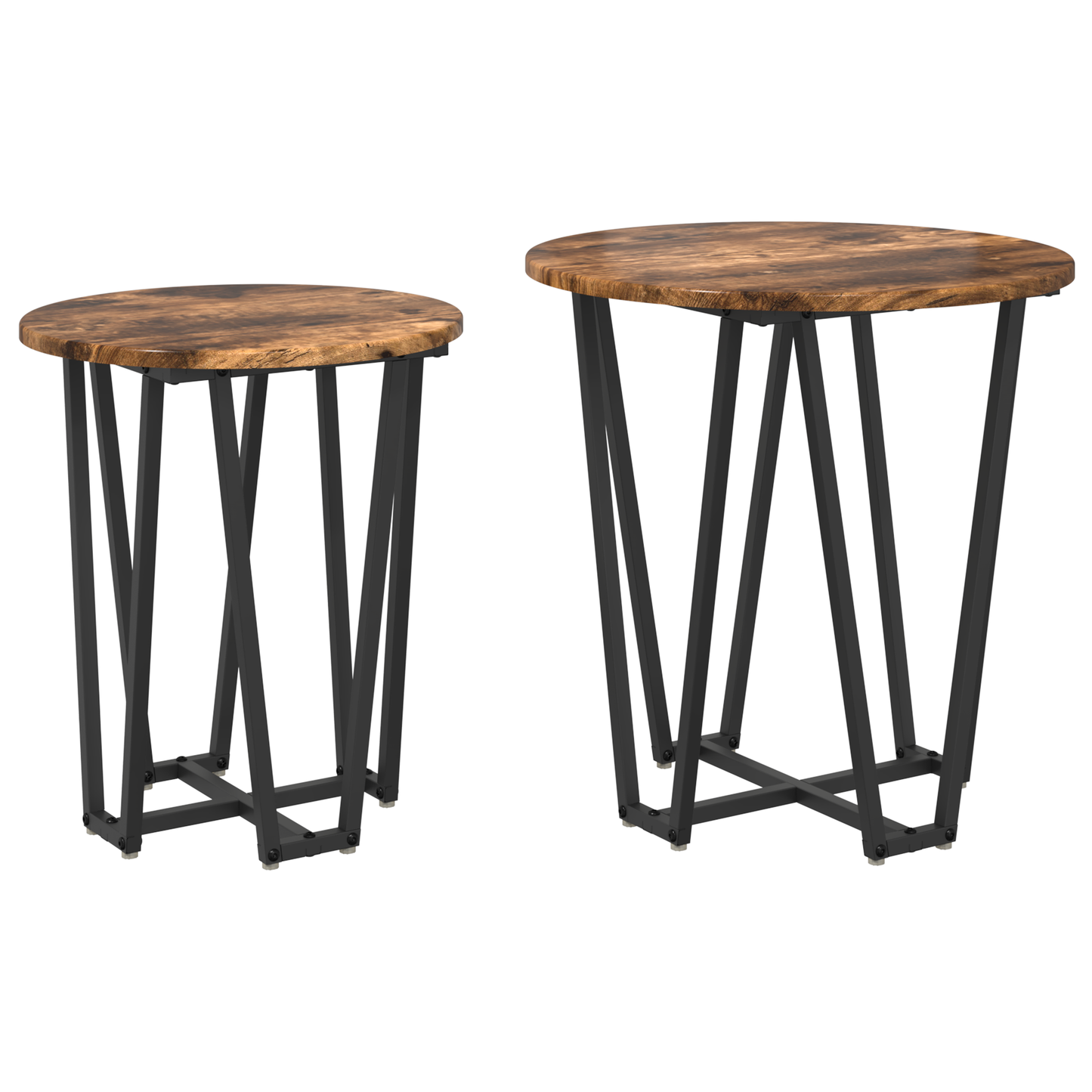 Sidebord 2 Stk Røget Eg Ingeniørtræ Og Metal