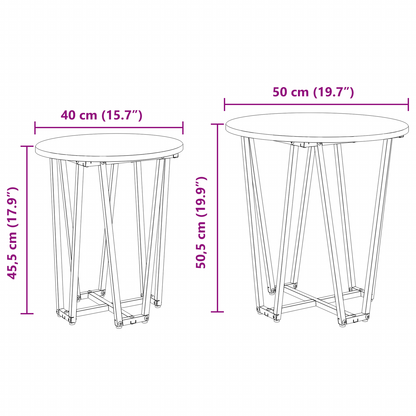 Sidebord 2 Stk Røget Eg Ingeniørtræ Og Metal