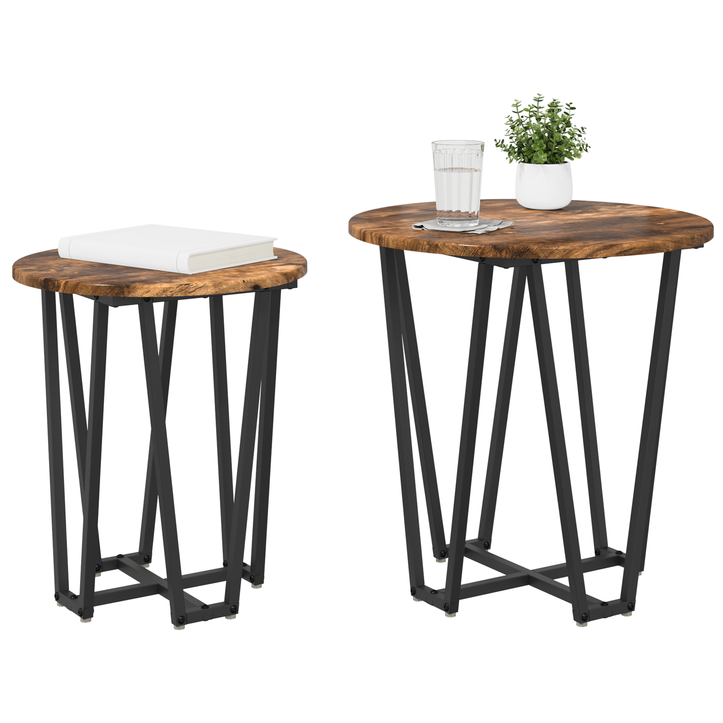 Sidebord 2 Stk Røget Eg Ingeniørtræ Og Metal