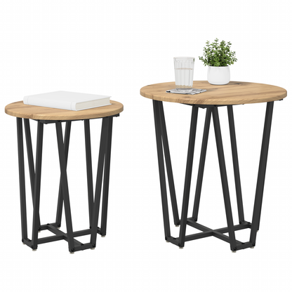 Sidebord 2 Stk Artisan Eg Ingeniørtræ Og Metal