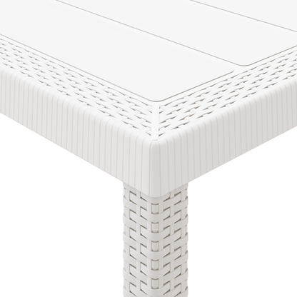 Havebord Hvid 100X100X73 Cm Poly Rattan